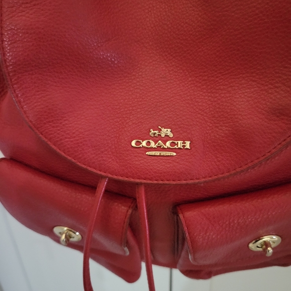 Coach Red Pebble Leather backpack - Picture 2 of 10